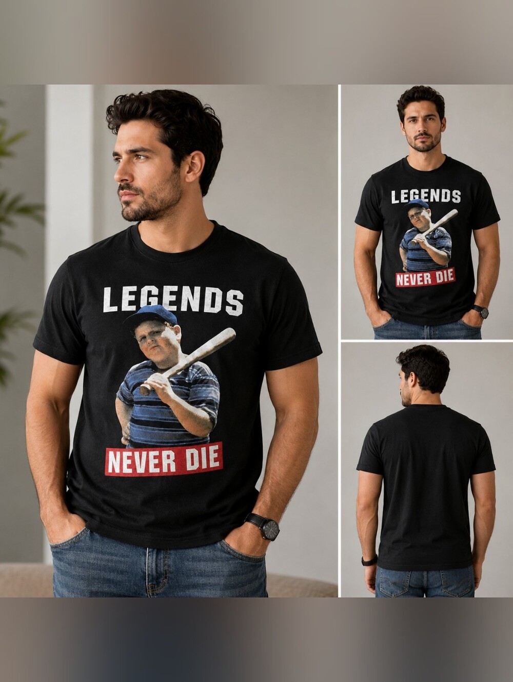 The Sandlot Legends Never Die Black Graphic T-Shirt XL